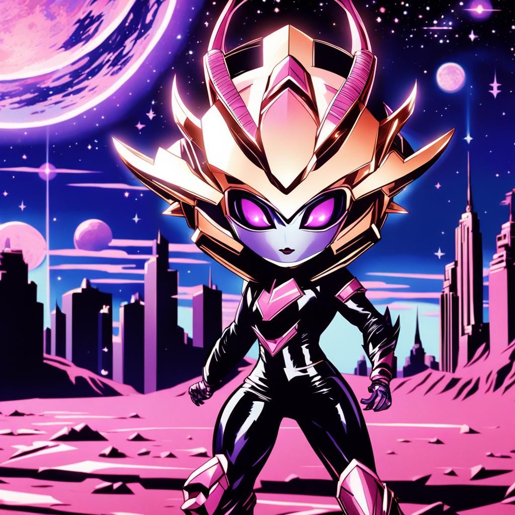 Anime Woman Casting Magic in Retro City