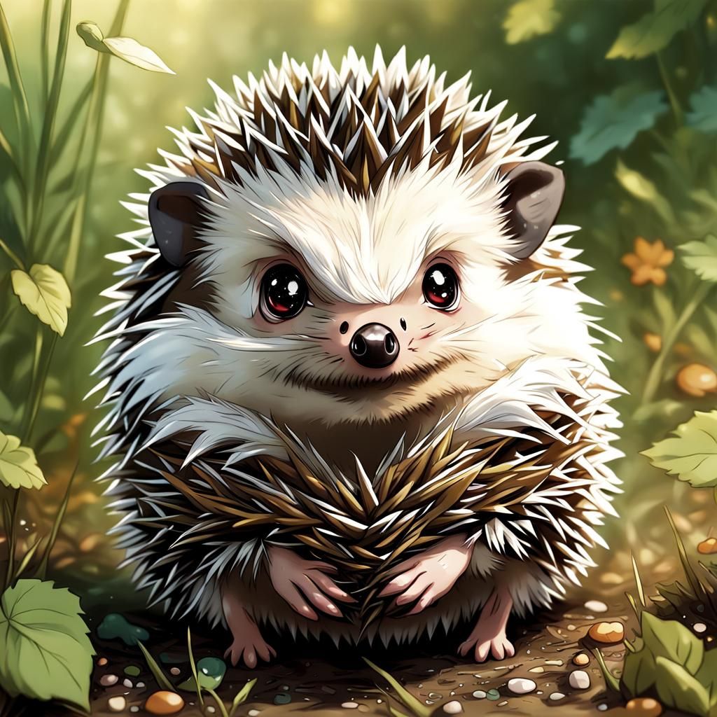 Adorable Baby Hedgehog in Anime Style