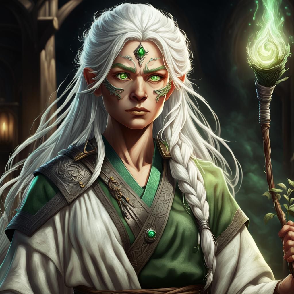 Powerful Herbalist Woman with Sling, Digital Art