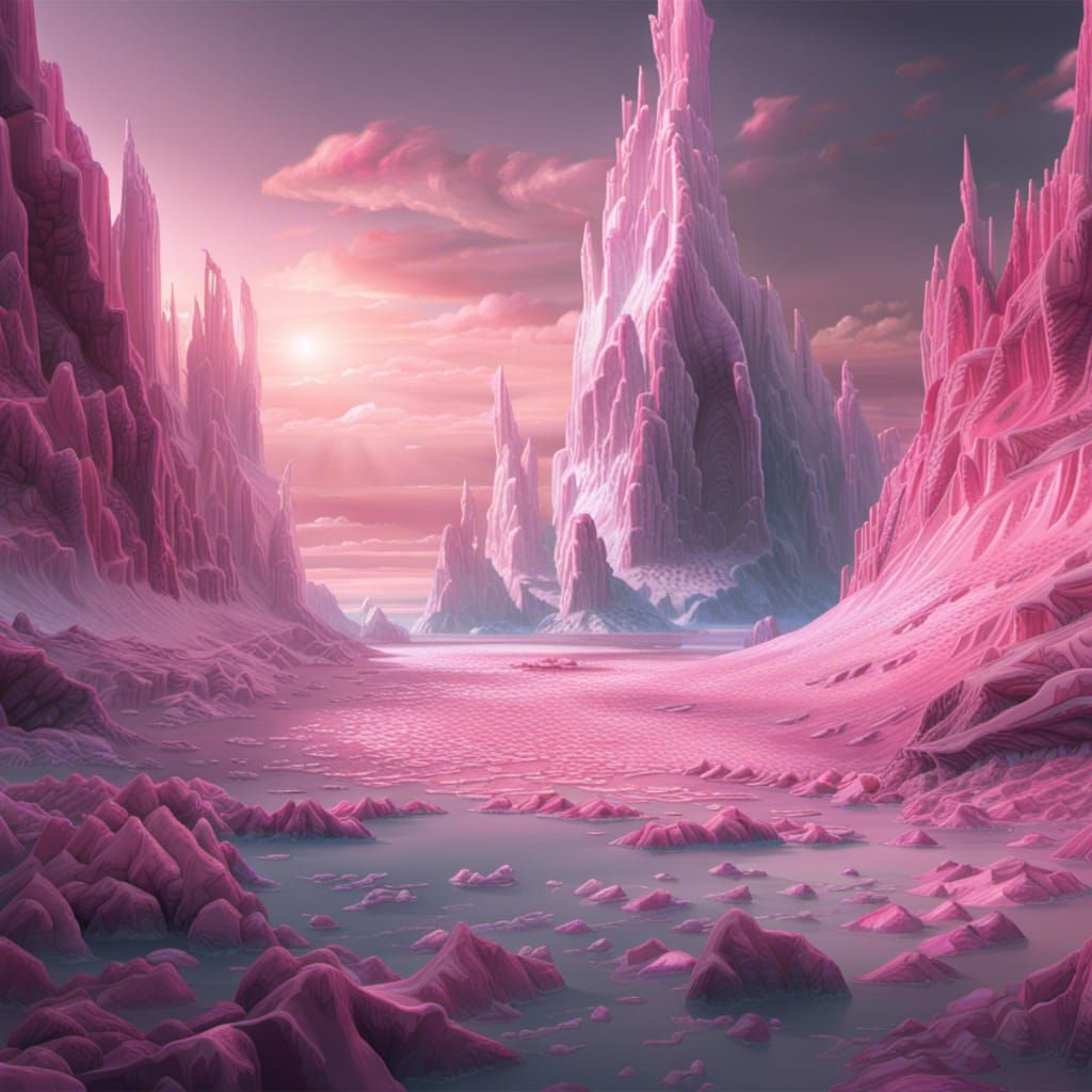 Epic Pink Ice Peninsula: Digital Matte Painting