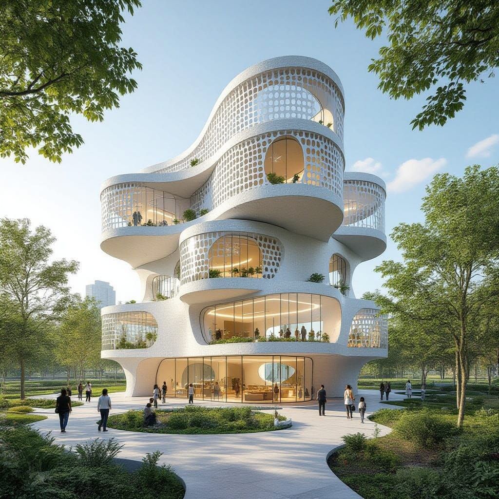 Futuristic Organic School Design in 3D Render