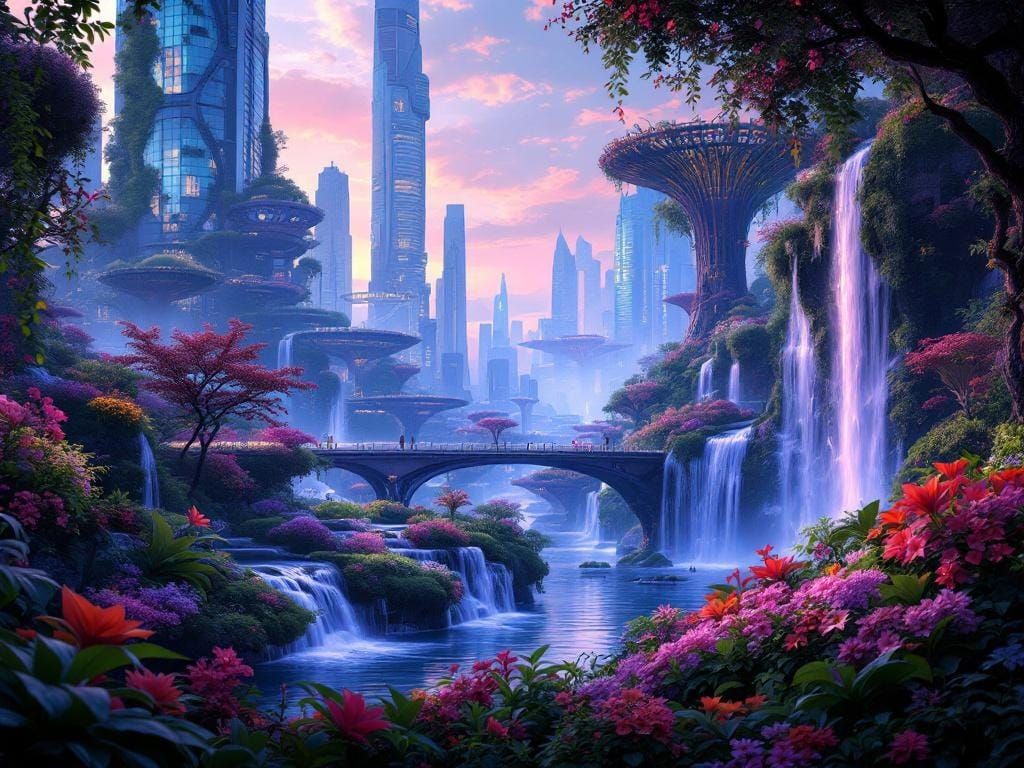 Lush Utopian City of the Future in 8K