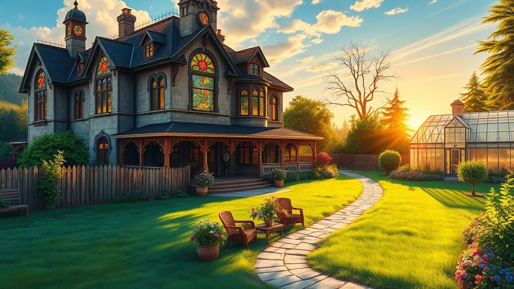 Majestic Victorian Estate with Vibrant Gardens and Hydroponi...