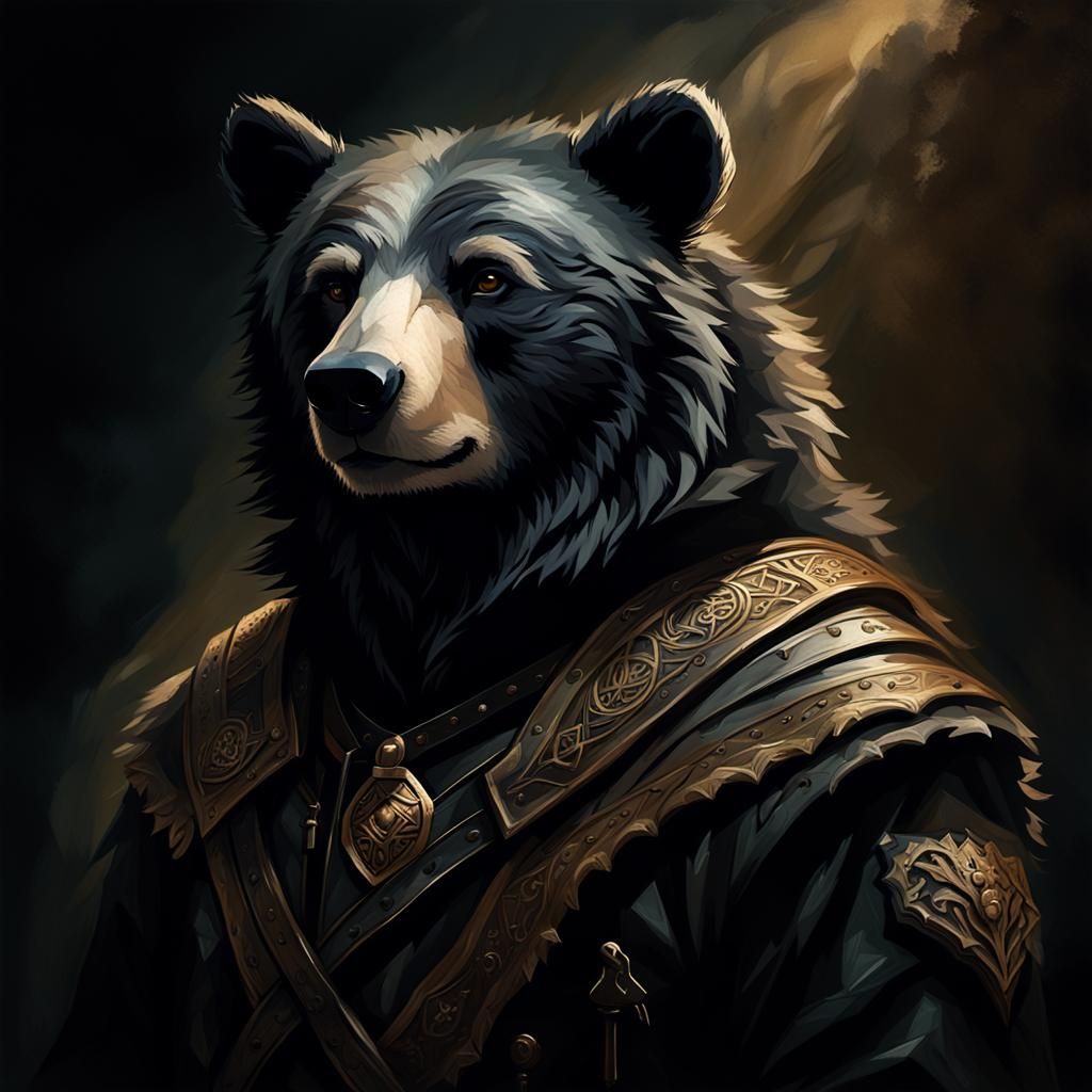 Shadow Ranger with Magical Bear Pelt in Dark Fantasy Style