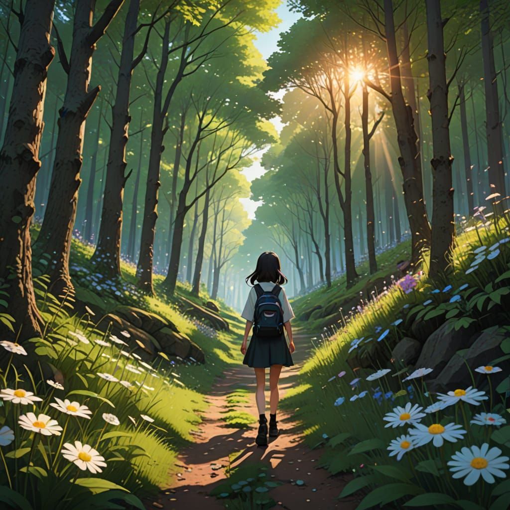 Enchanting Forest Walk at Sunset