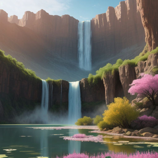 Giant Hand Waterfall Blooms in Desert Landscape