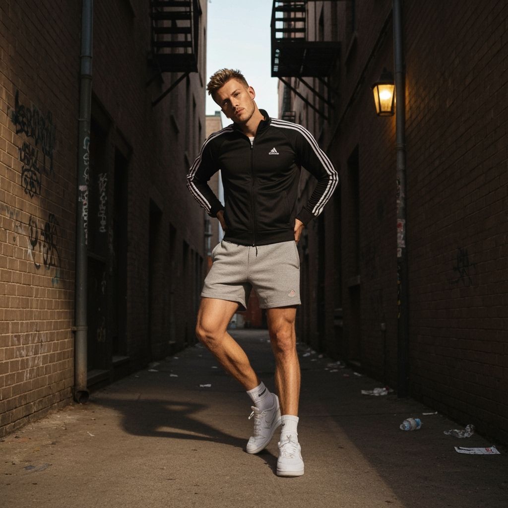 Man in Alley with Athletic Build
