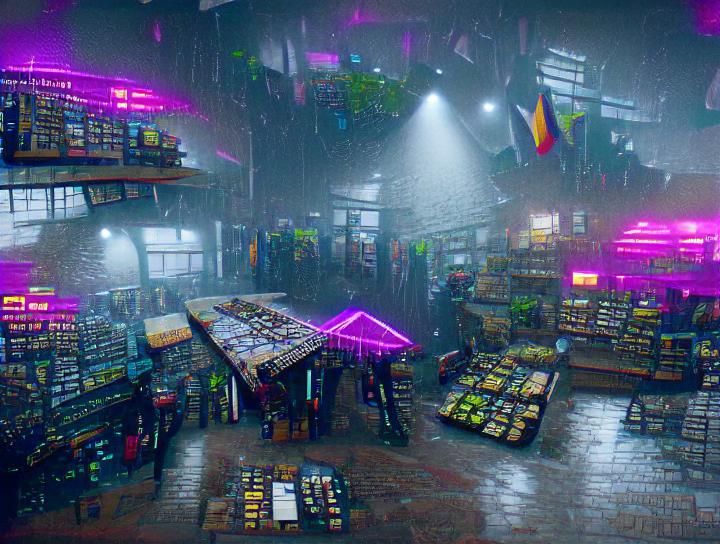 Cyberpunk Marketplace in the Rain