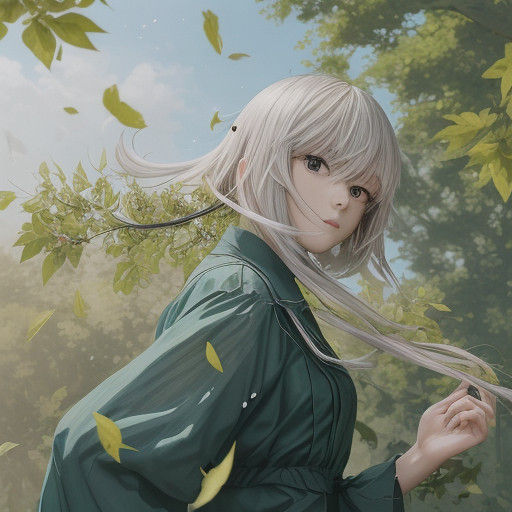 Serene Forest Girl in Anime Style