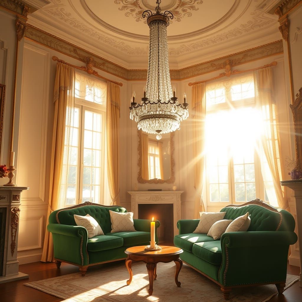 Elegant French Morning Room with Golden Light