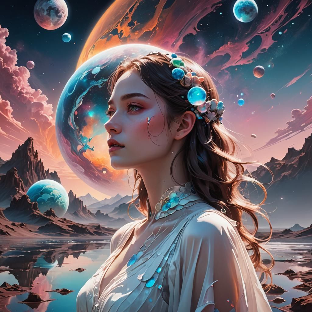 Surreal Double Exposure Portrait with Alien Planet