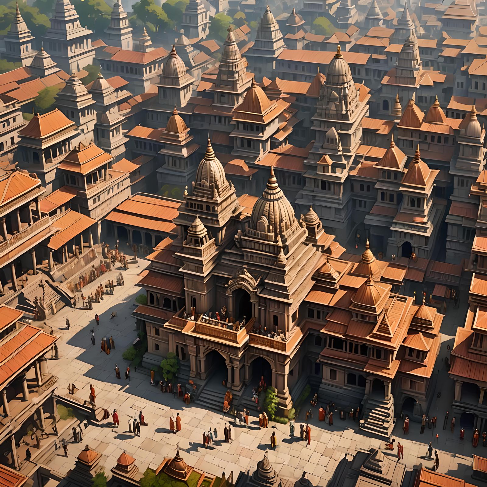 Ancient Ayodhya City with Palaces and Markets