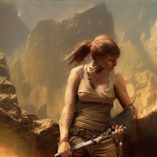 Tough Warrior Girl in Hyperrealistic Digital Art