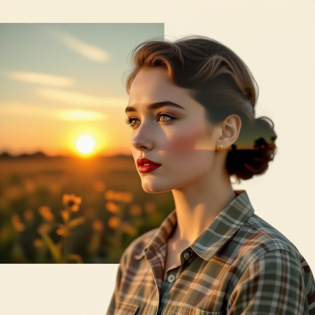 Nostalgic Memoryscape Double Exposure in Golden Hour