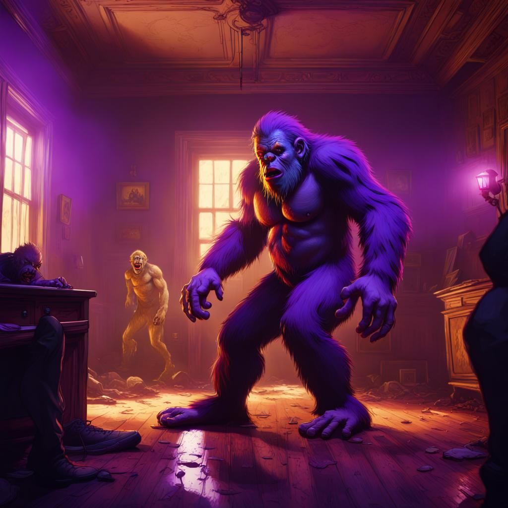 Bigfoot vs Clowns: Dark Fantasy Concept Art