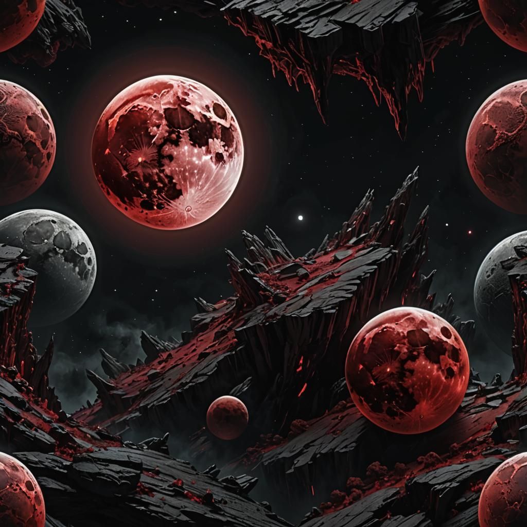 Hyper-Detailed Crimson Moon Fantasy Landscape