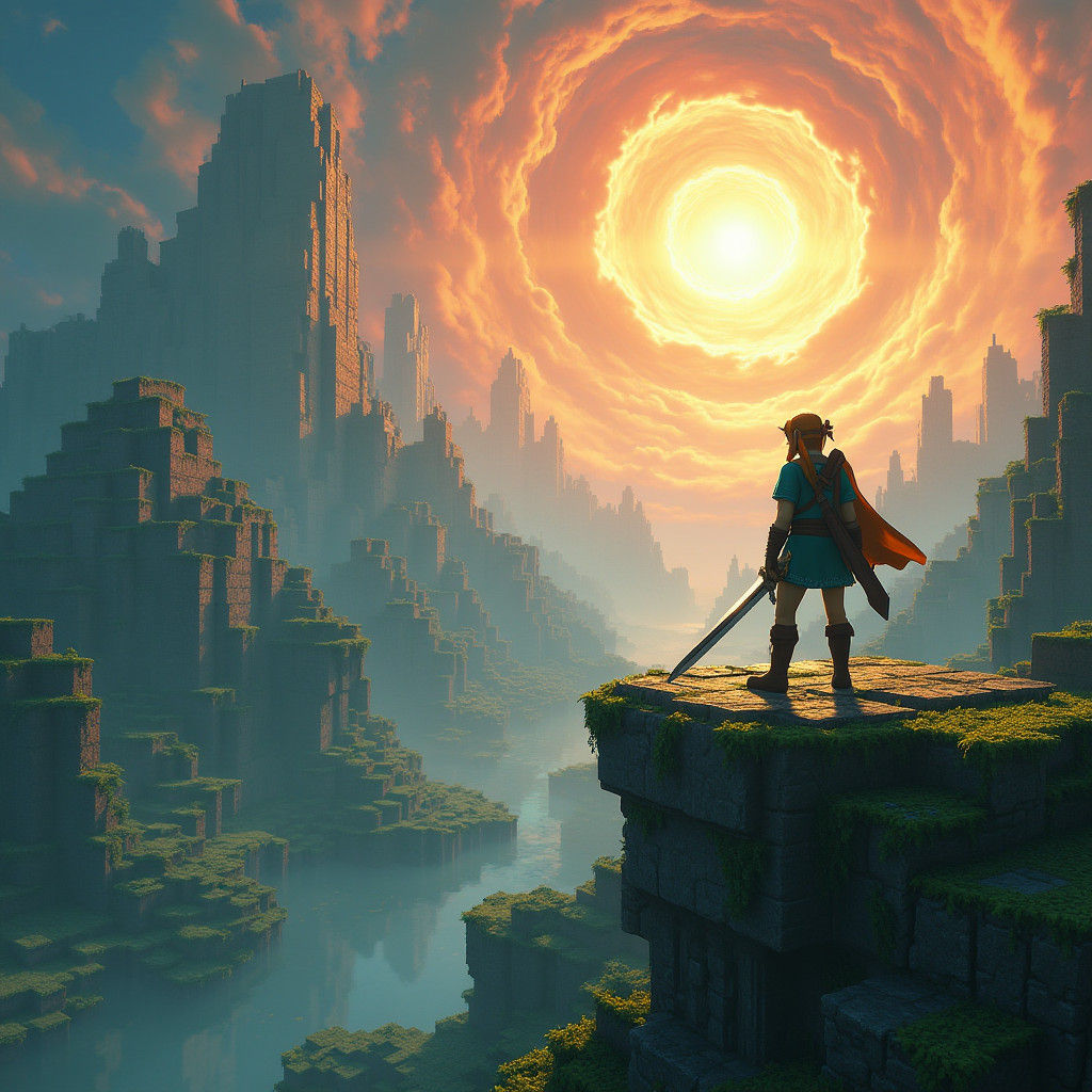 Link in Minecraft Realm: Fantasy Concept Art