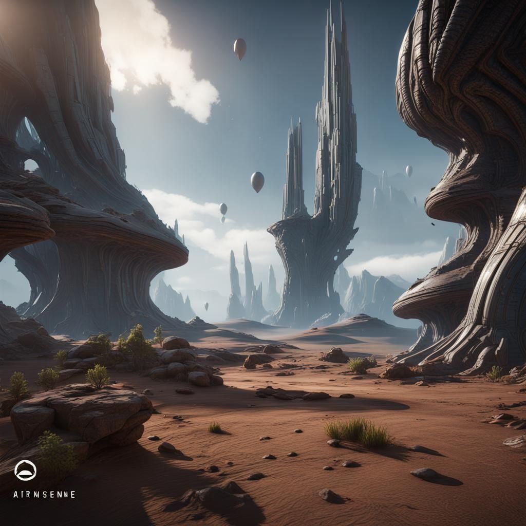 Alien Landscape in 3D Game Cinematic Style