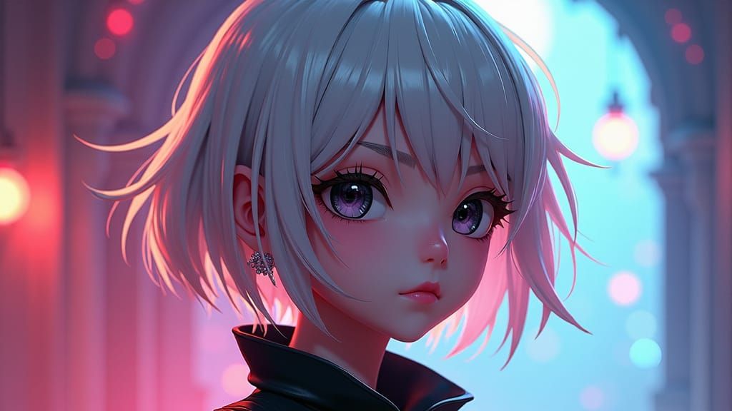 Androgynous Anime Figure in 3D Art Style