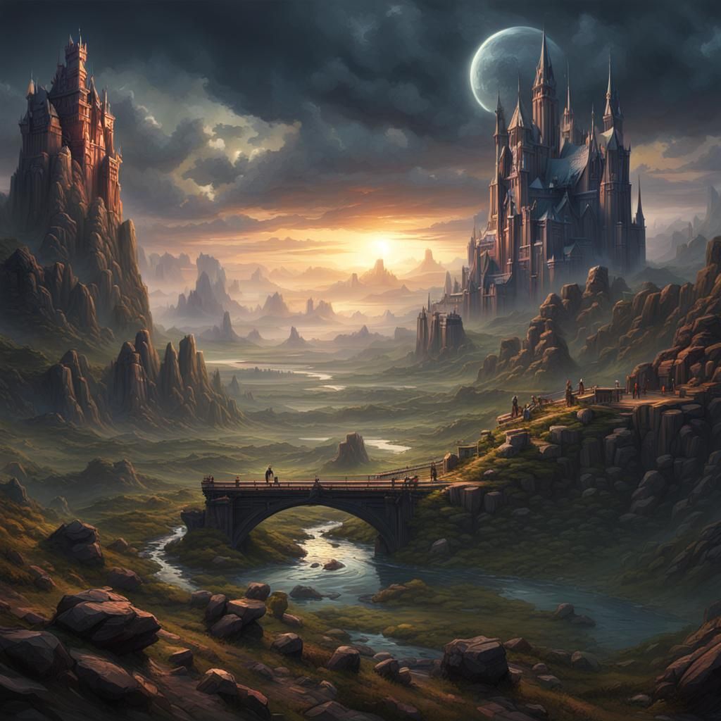 Epic Fantasy Landscape, Detailed Digital Matte Painting