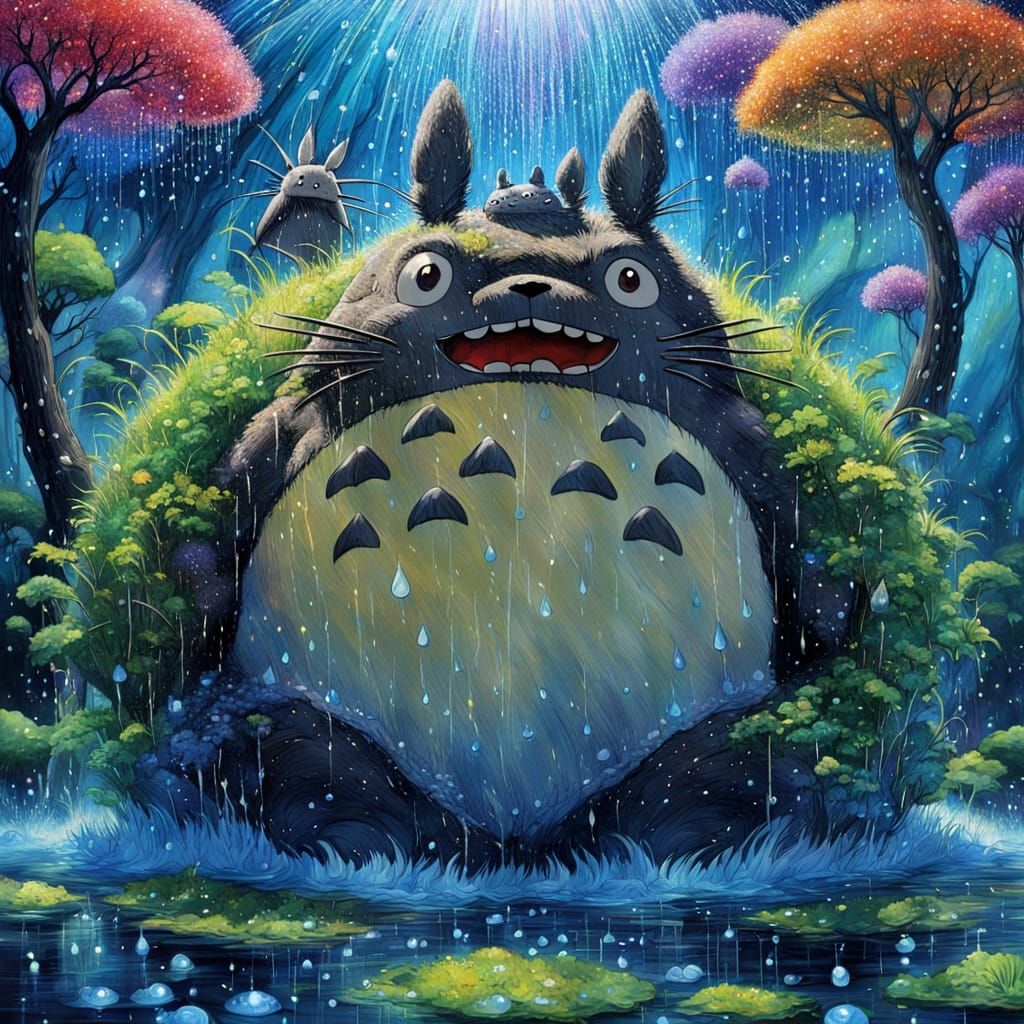 Ethereal Water Totoro in Surreal Quantum Realism