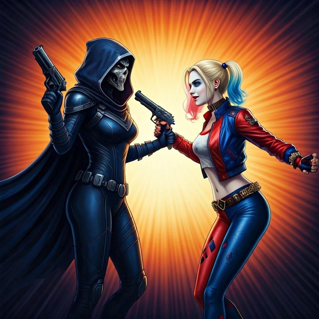Taskmaster vs Harley Quinn: Comic Style Showdown