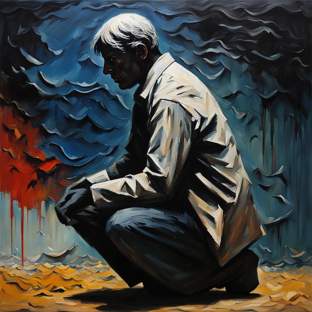 Depression in Impasto: A Somber Scene of Despair