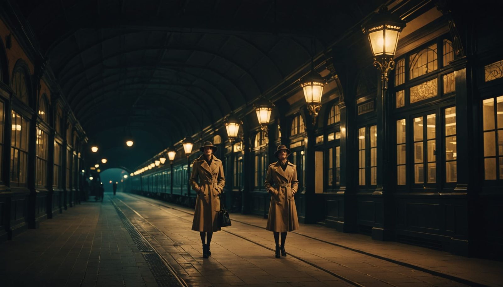 Art Deco Train Station at Night