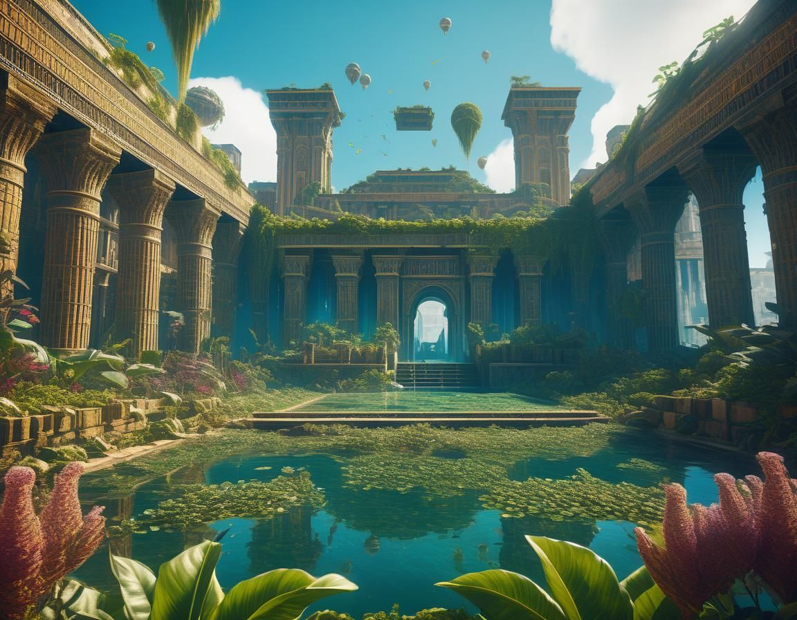 Upside-Down Hanging Gardens of Babylon: Fantasy Concept Art