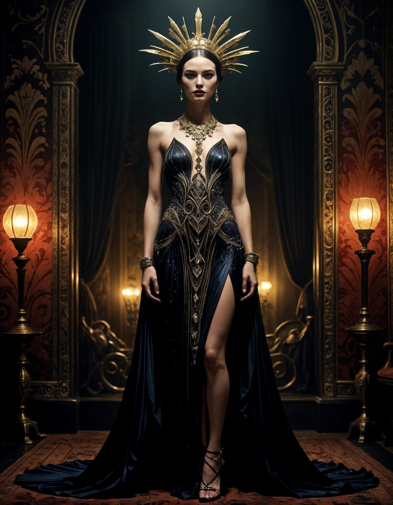 Glamorous Art Deco Evening Gown in Luxe Hues