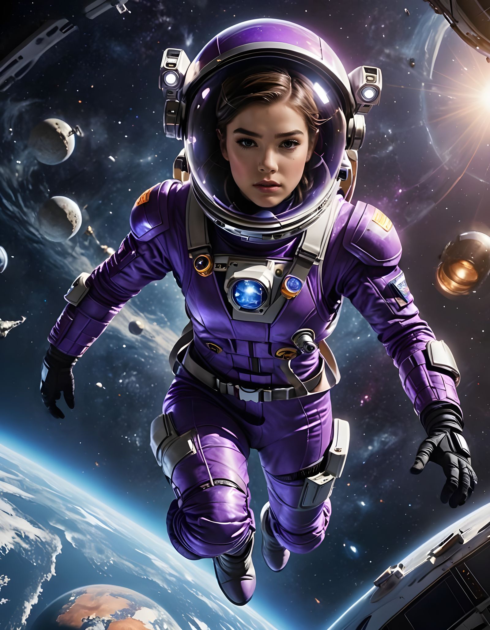 Hailee Steinfeld Performs Spacewalk in Violet Spacesuit