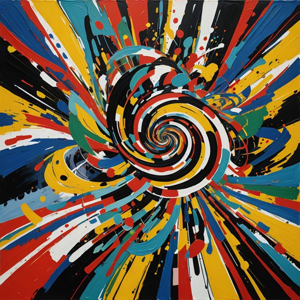 Abstract Expressionism Gouache of Woman on Confused Social N...