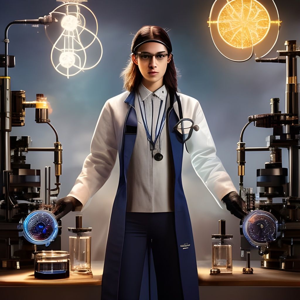Mad Scientist in Steampunk Chemistry Lab