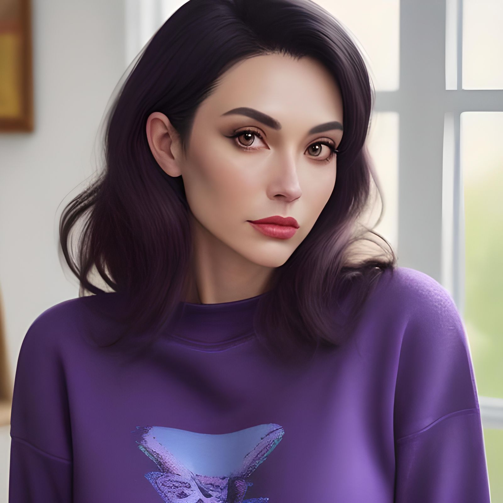 1980s Woman in Sweatshirt and Pantyhose