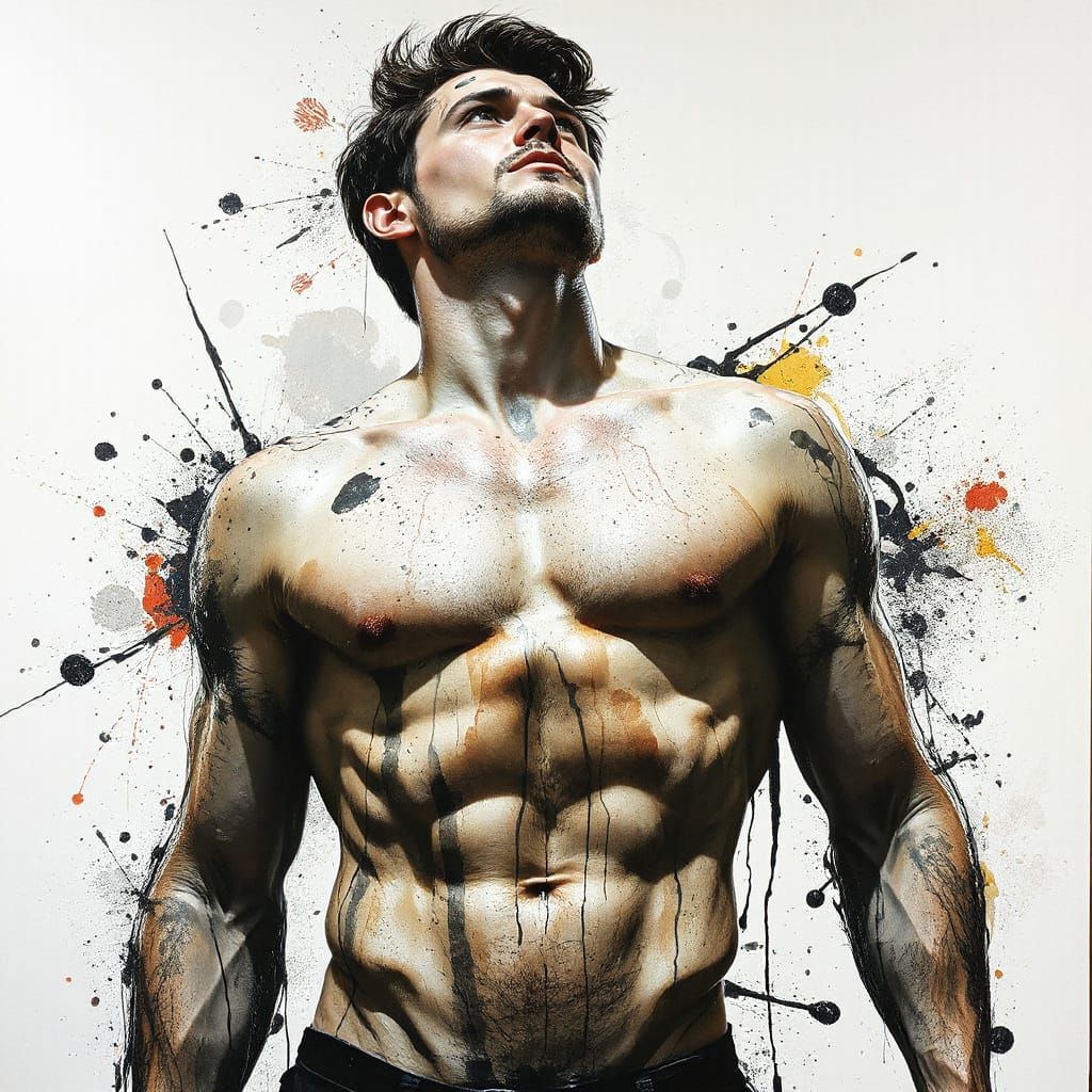 Dramatic Ink and Oil Figure Drawing