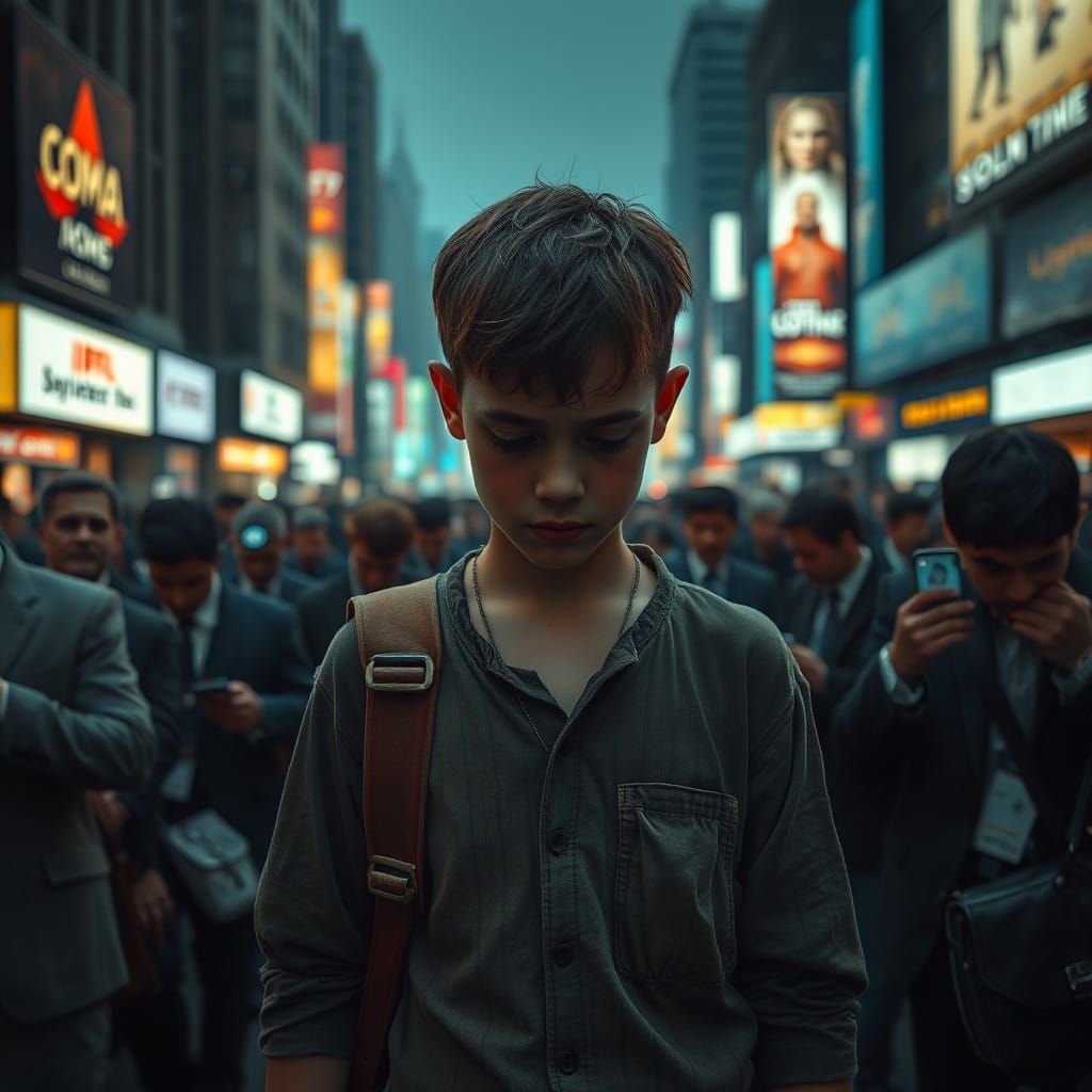 Despondent Youth Amidst A Dystopian Metropolis