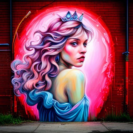 Princess in Graffiti Street Art Style