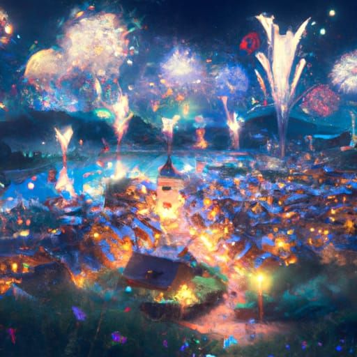 Fireworks Light Up a Picturesque Village