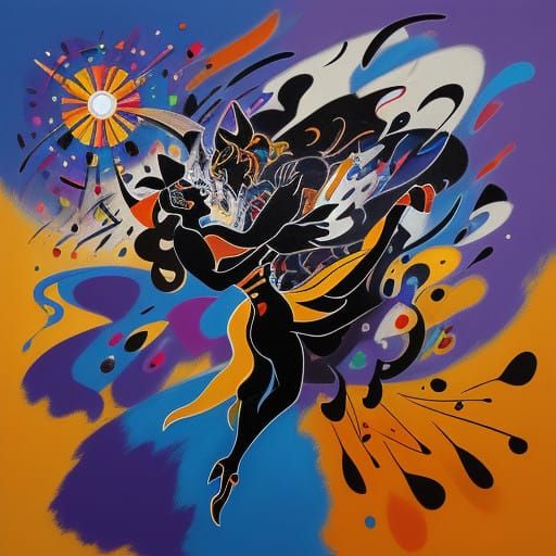 Surrealist Silver Teddy Bear in Swirling Colorful Abstractio...