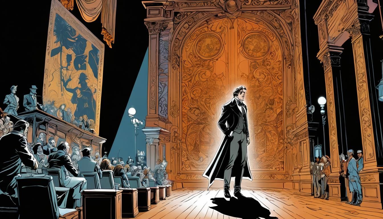 Comic Book Page: Theatrical Noir in Multi-Panel Art