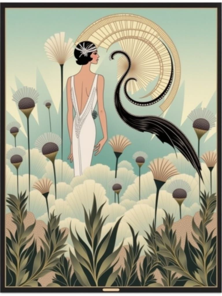 Ethereal Flapper in Art Deco Splendor