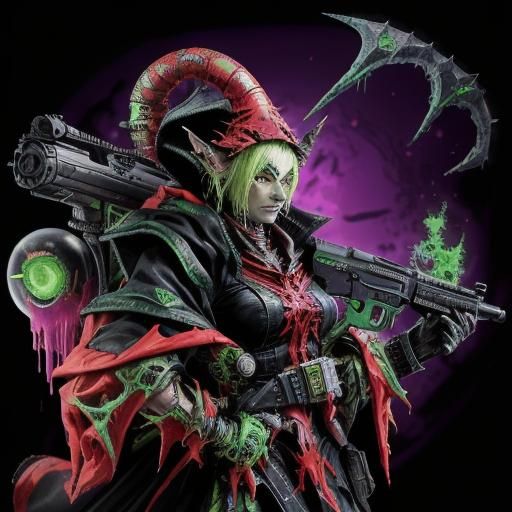 Cyberpunk Blood Elf Alchemist in Chaotic Carnage