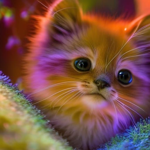 Adorable Kitten Close-Up: 3D Digital Art