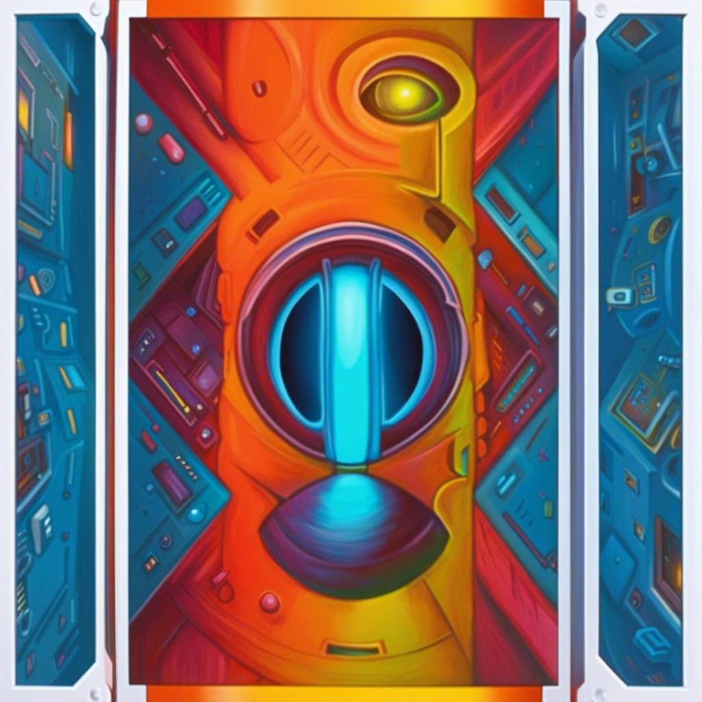 Alien Emerges from Spaceship Porthole in Sci-Fi Art