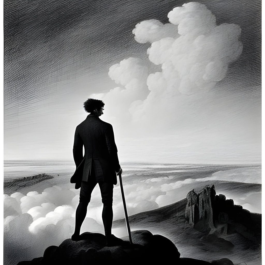 Wanderer Above the Sea of Fog: Pencil Sketch