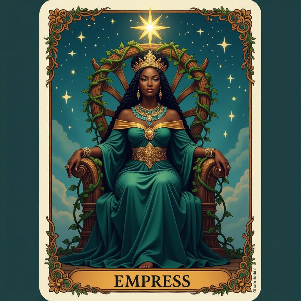 African Goddess Empress Card, Ultra-Realistic Detail