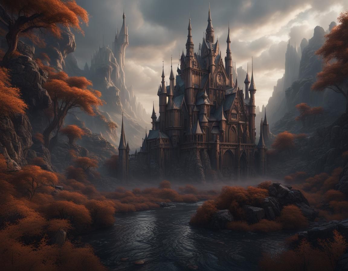 Eerie Gothic Castle in Dreamscape: Matte Painting