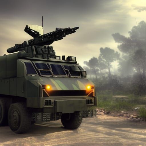 Armored Military Mobile Base in 3D Game Style