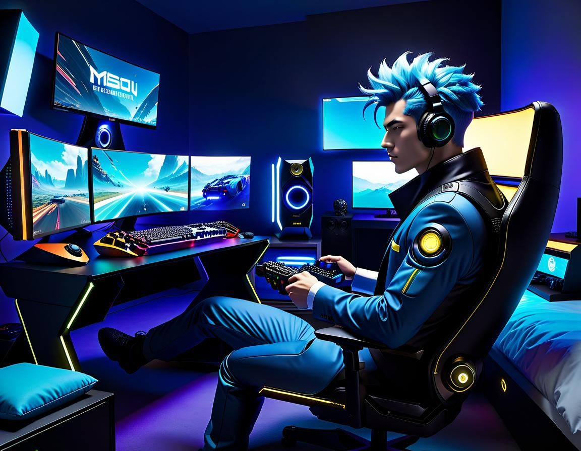 Futuristic Scifi Gaming Setup in Fantasycore Style