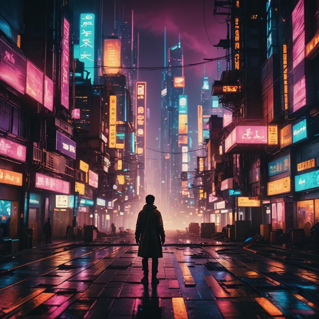 Neon Cityscape: Cyberpunk Film Still in 8k